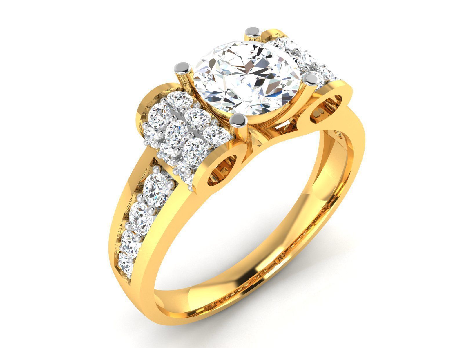 Solitaire Engagement Wedding Ring 3D print model_1