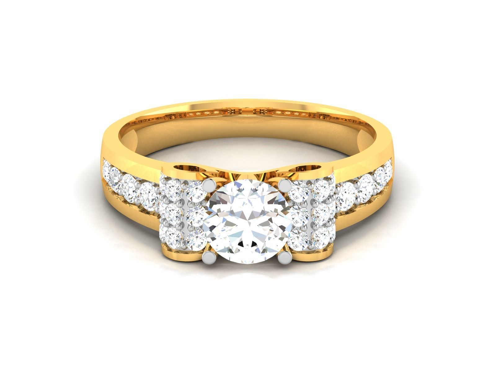 Solitaire Engagement Wedding Ring 3D print model_8