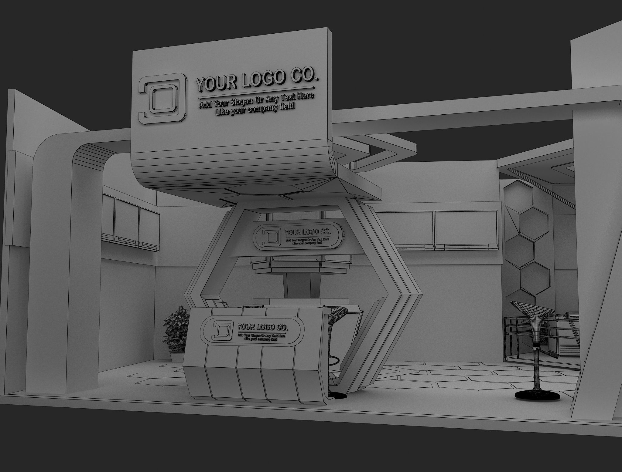 Booth Exhibition Stand a480b 3D model_17