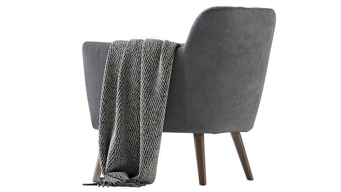 Madelyn Mid Century Modern Fabric Club Chair 3D model 5