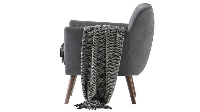 Madelyn Mid Century Modern Fabric Club Chair 3D model 4