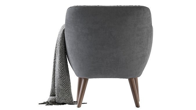 Madelyn Mid Century Modern Fabric Club Chair 3D model 7