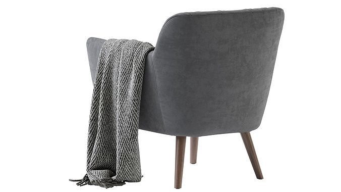 Madelyn Mid Century Modern Fabric Club Chair 3D model 6