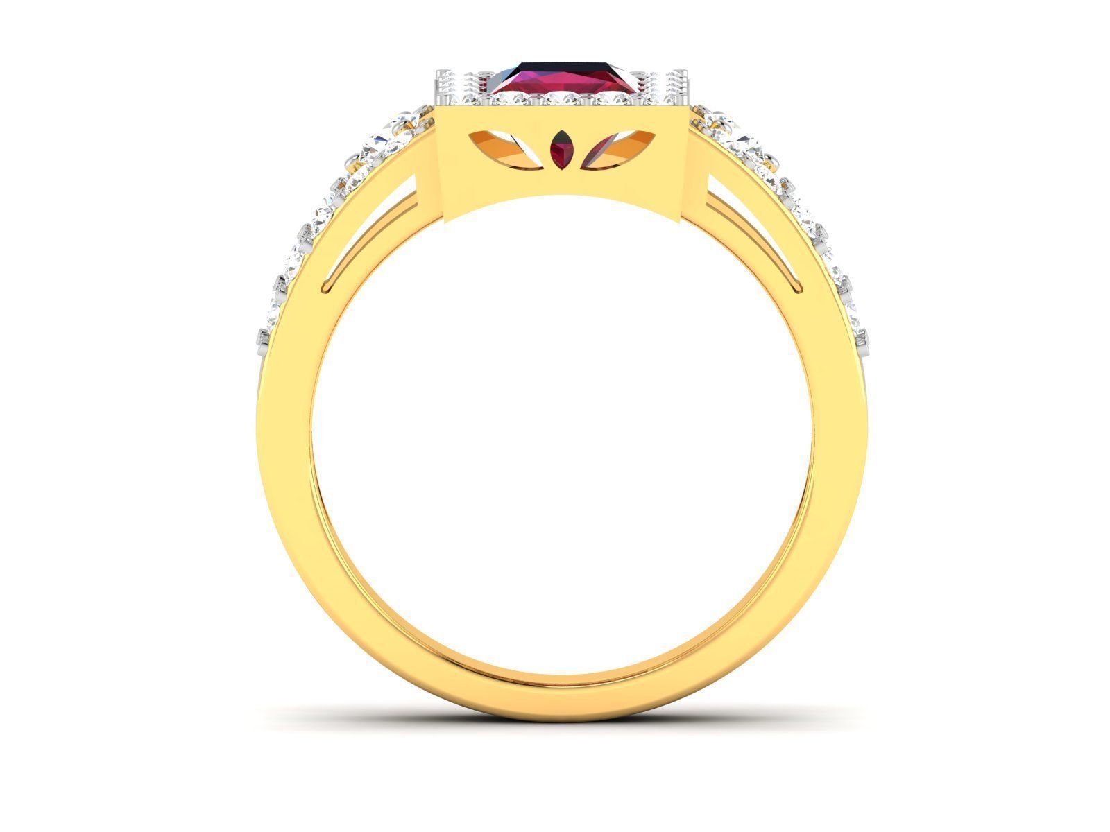 Solitaire Engagement Wedding Princess Ring 3D print model_3