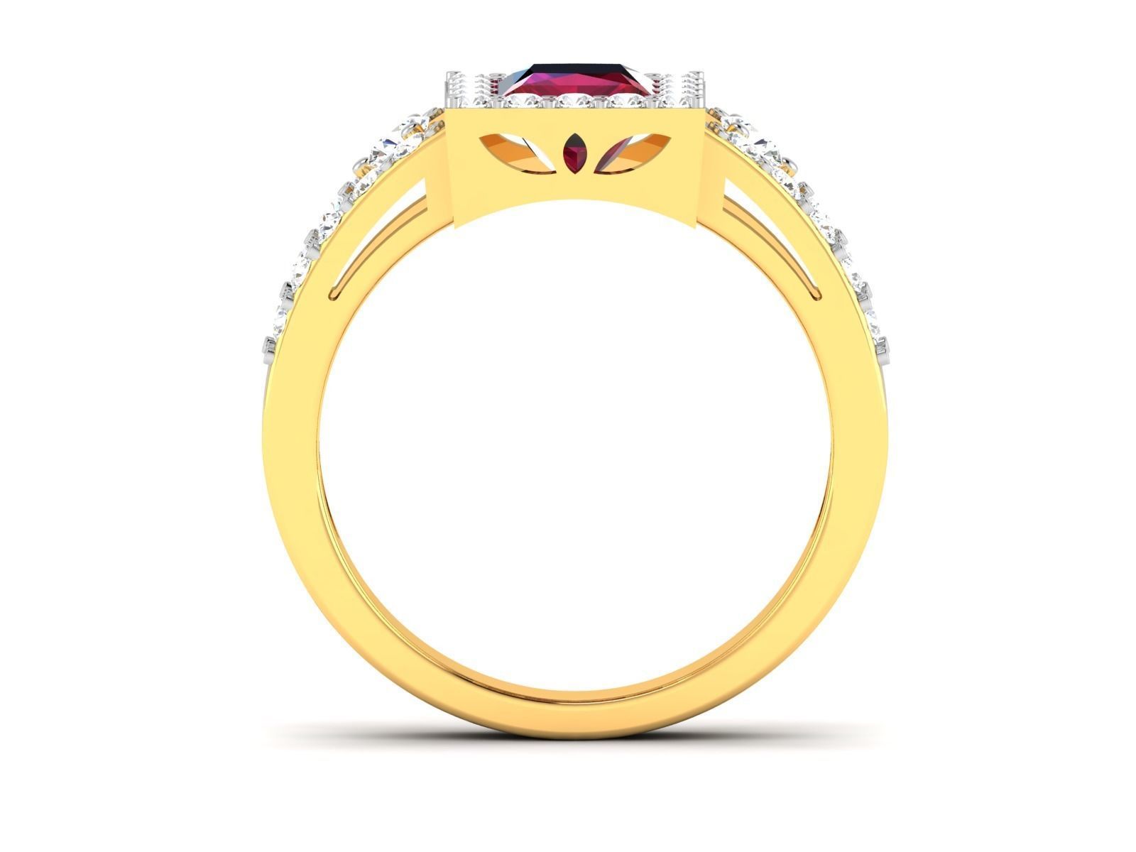 Solitaire Engagement Wedding Princess Ring 3D print model_4
