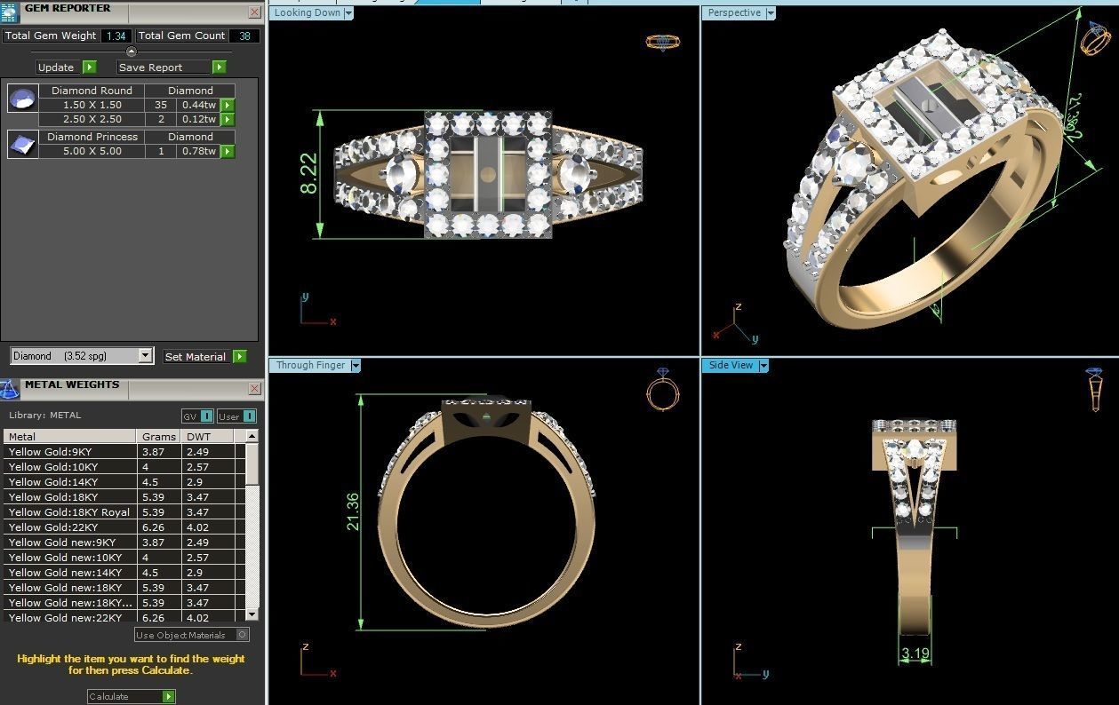 Solitaire Engagement Wedding Princess Ring 3D print model_6