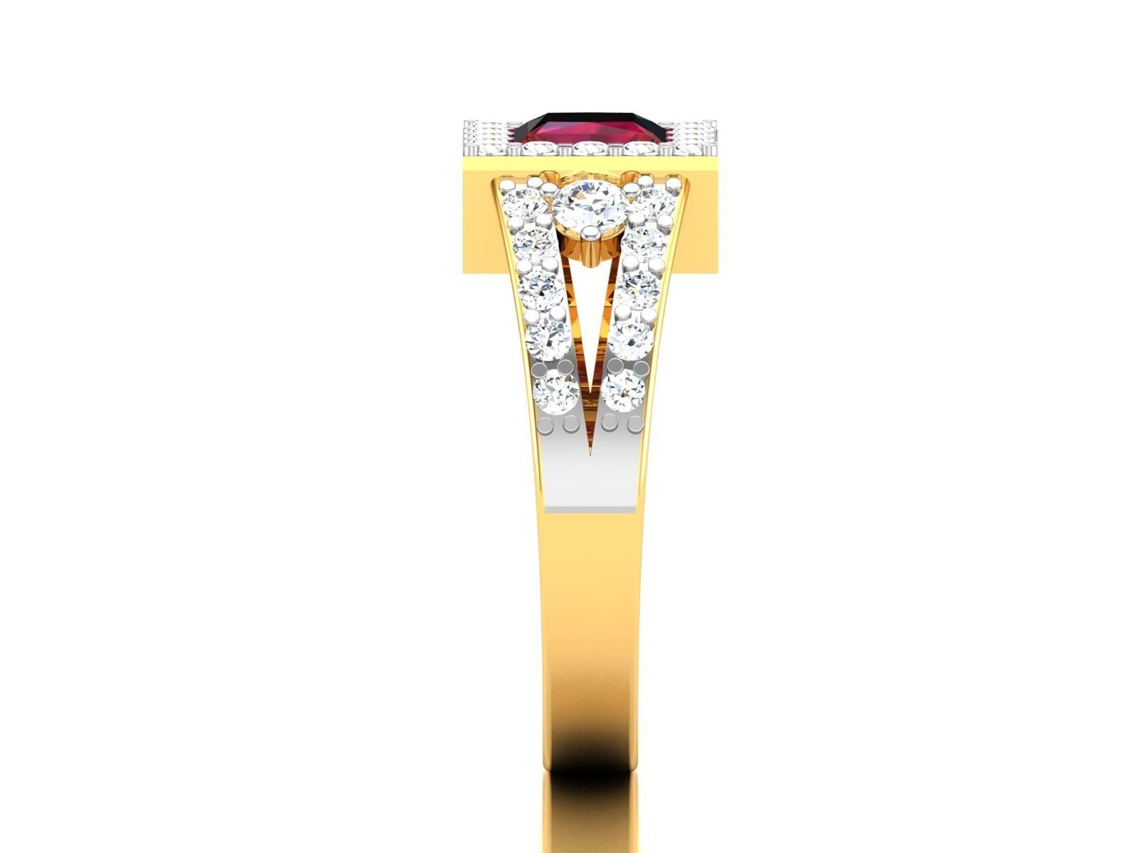 Solitaire Engagement Wedding Princess Ring 3D print model_7