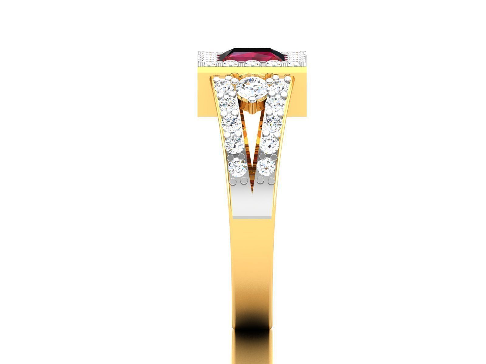 Solitaire Engagement Wedding Princess Ring 3D print model_5
