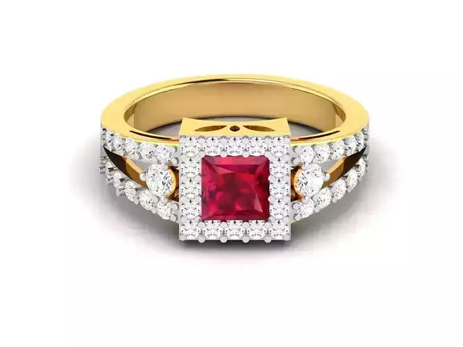 Solitaire Engagement Wedding Princess Ring 3D print model