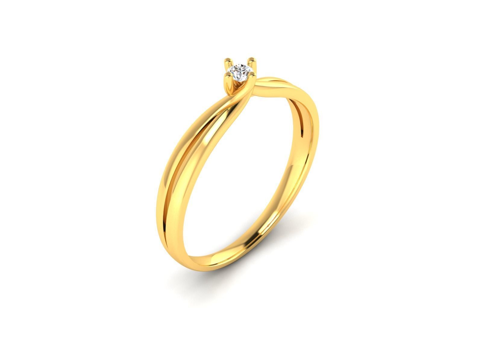 Solitaire Engagement Wedding Ring 3D print model_1