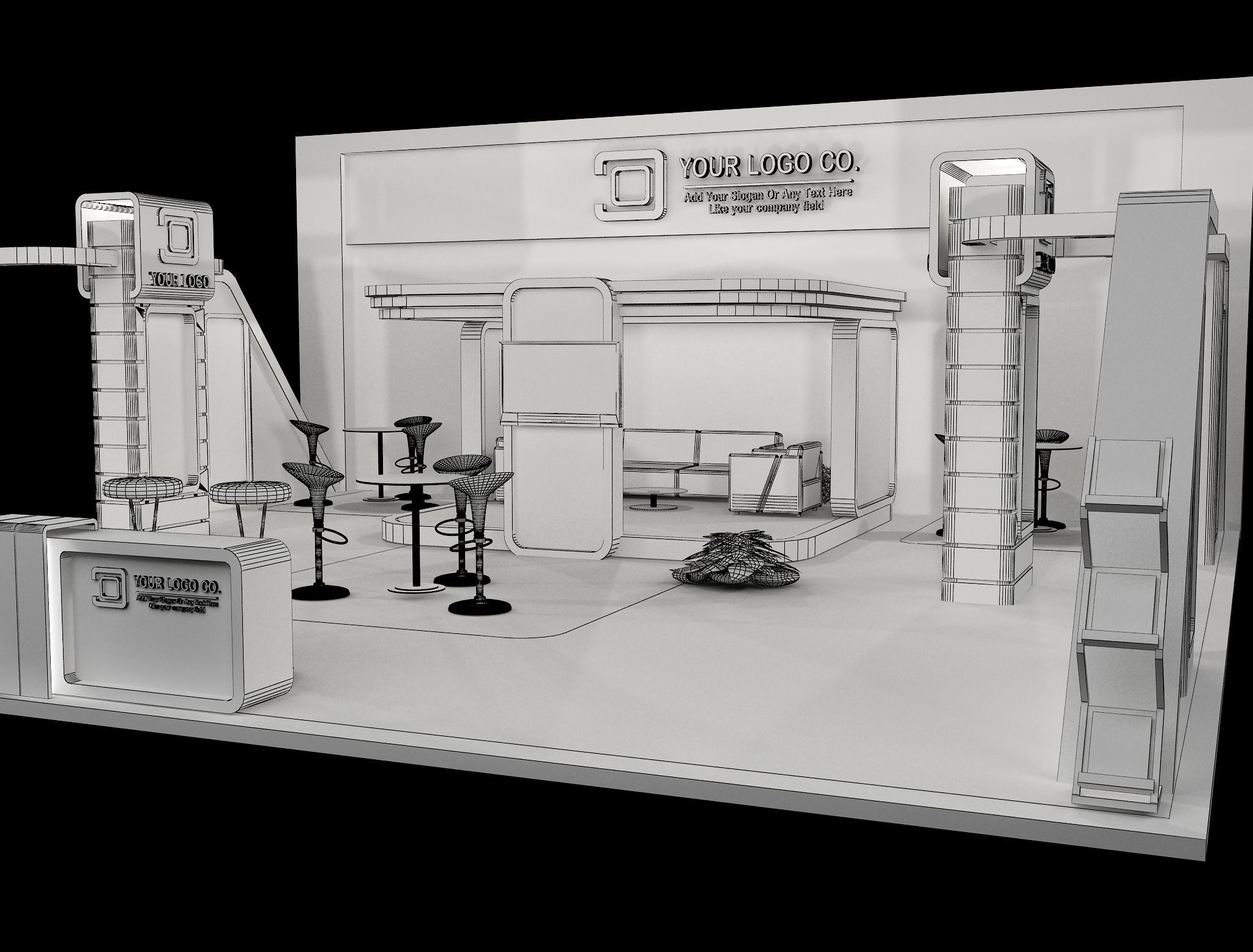 Booth Exhibition Stand a483  3D model_19