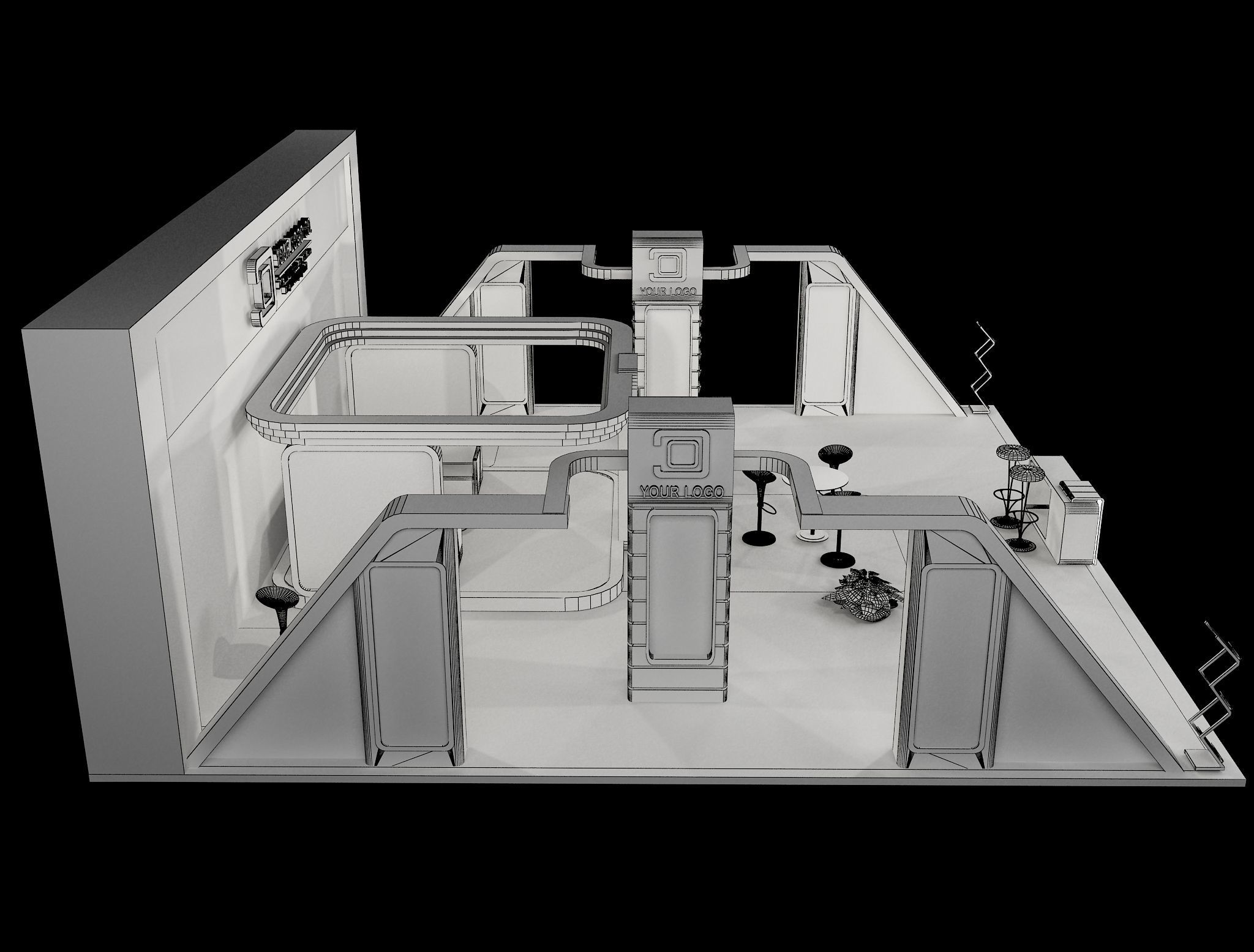 Booth Exhibition Stand a483  3D model_21