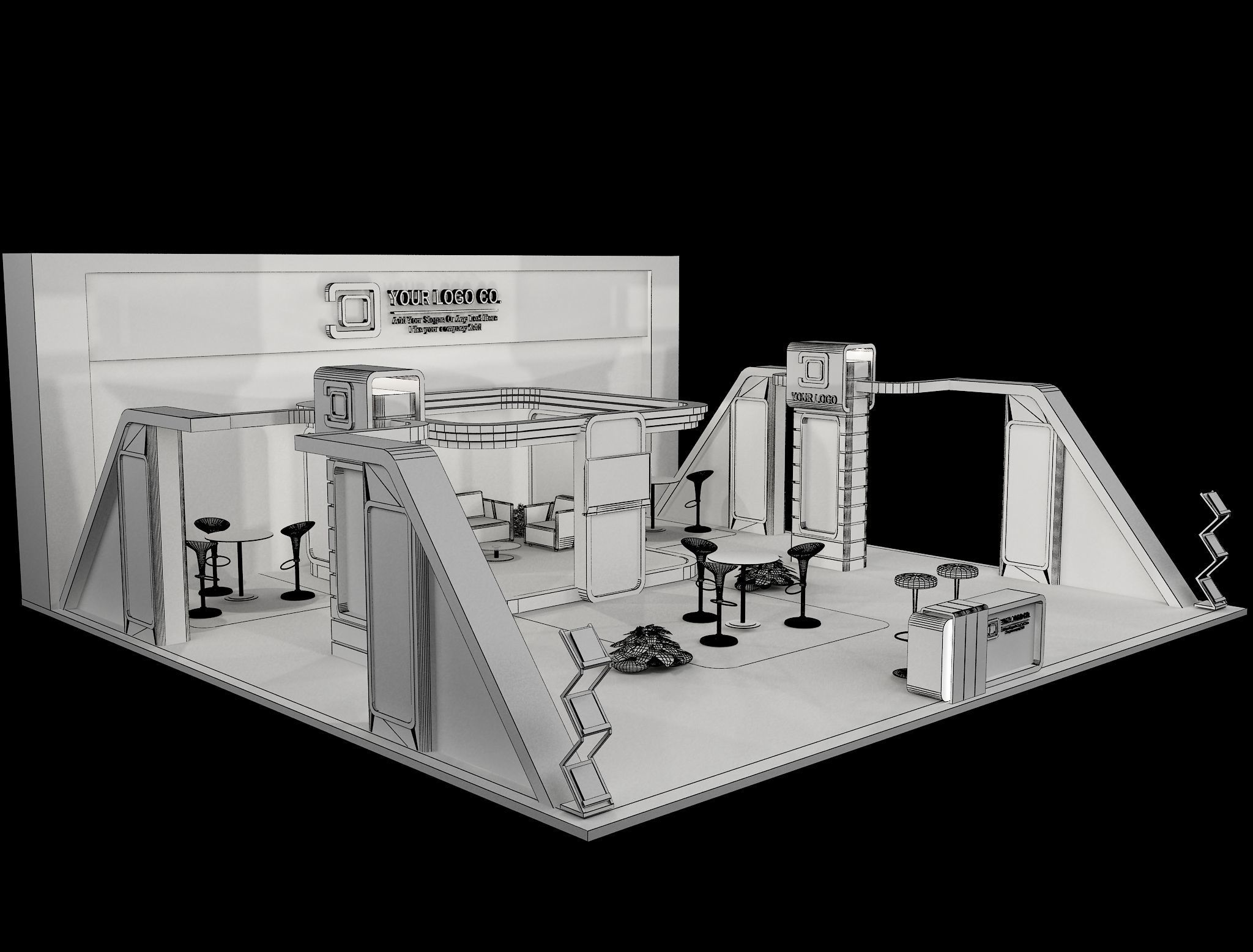 Booth Exhibition Stand a483  3D model_5