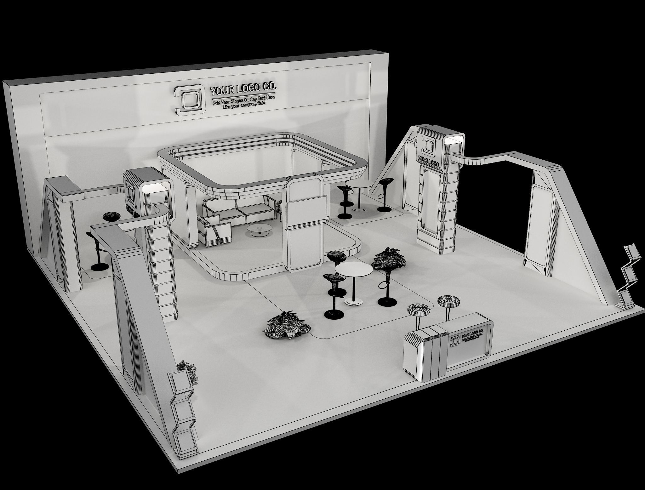 Booth Exhibition Stand a483  3D model_1