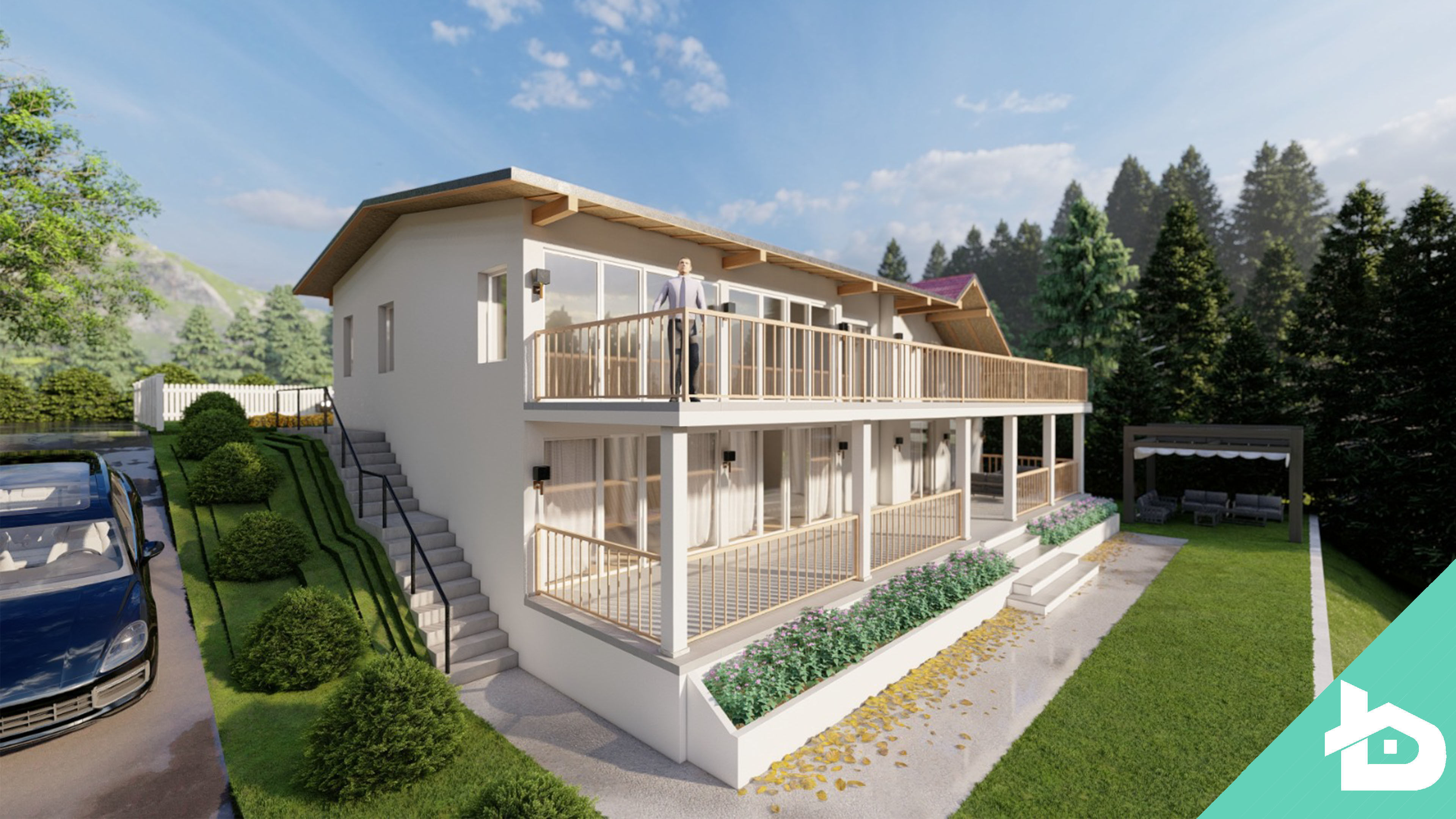 Modern House 001 3D model_3