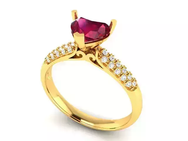 Solitaire Engagement Wedding Heart Rings 3D print model