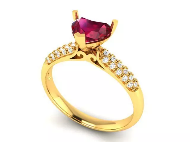 Solitaire Engagement Wedding Heart Rings 3D print model_0