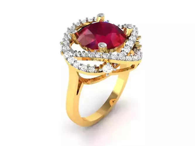 Solitaire Engagement Wedding  Oval Stone Ring 3D print model