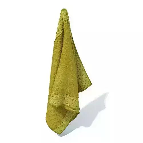 Yellow Cloth Towel With Embroidered Edges