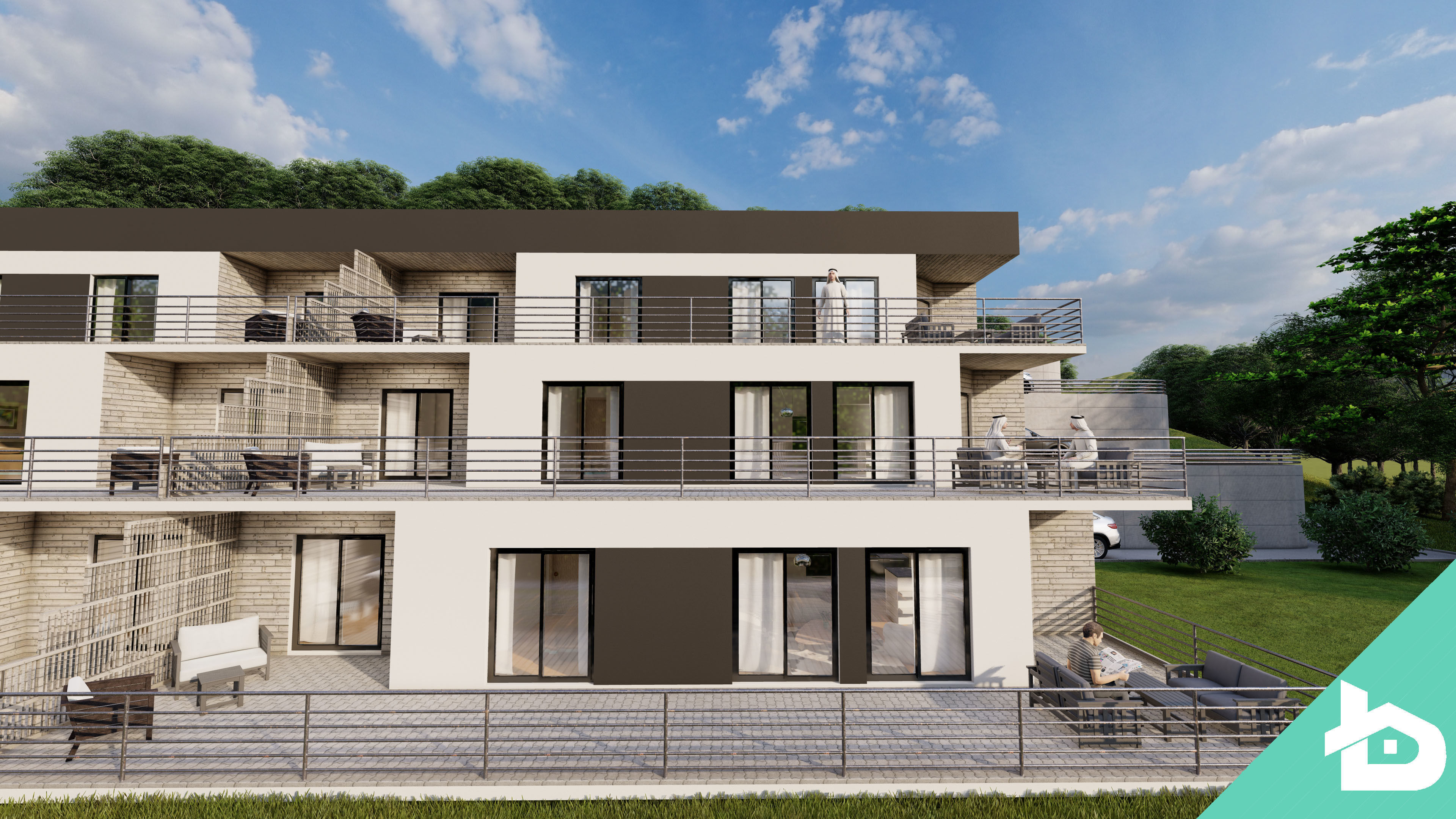 Residential Building 001 3D model_4