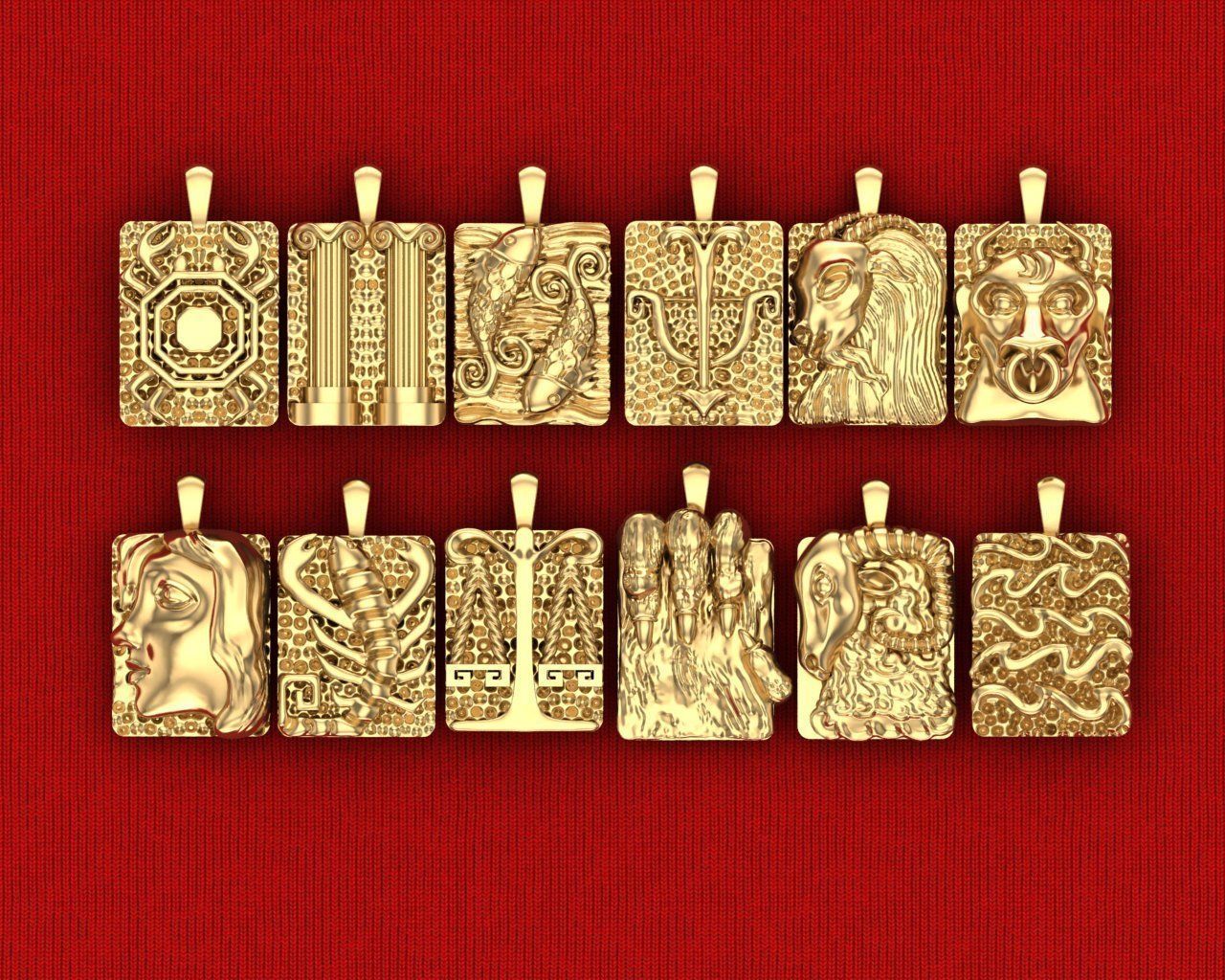 Zodiac pendant 3D print model_2