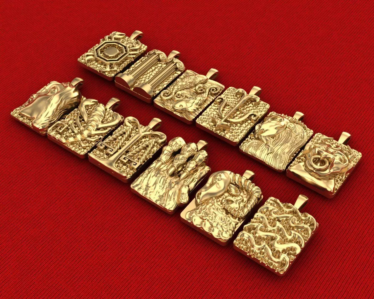 Zodiac pendant 3D print model_0