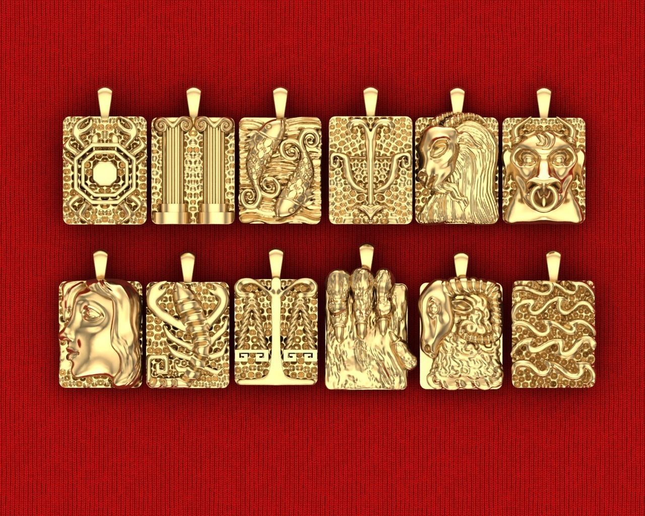 Zodiac pendant 3D print model_29