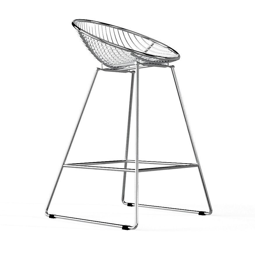 Wire metal Counter Stool 3D model_5
