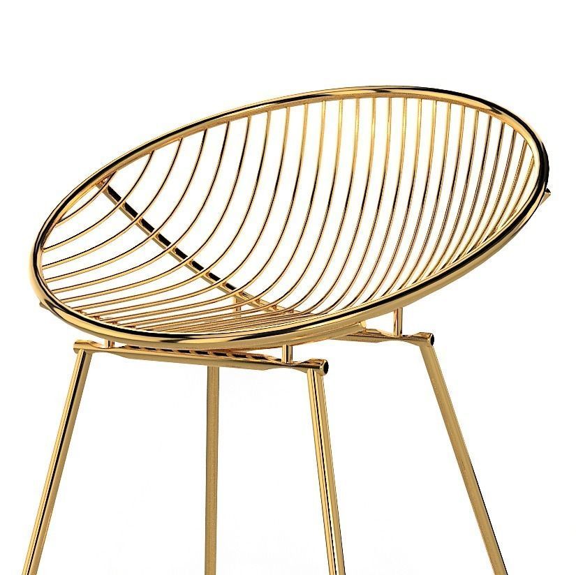 Wire metal Counter Stool 3D model_2