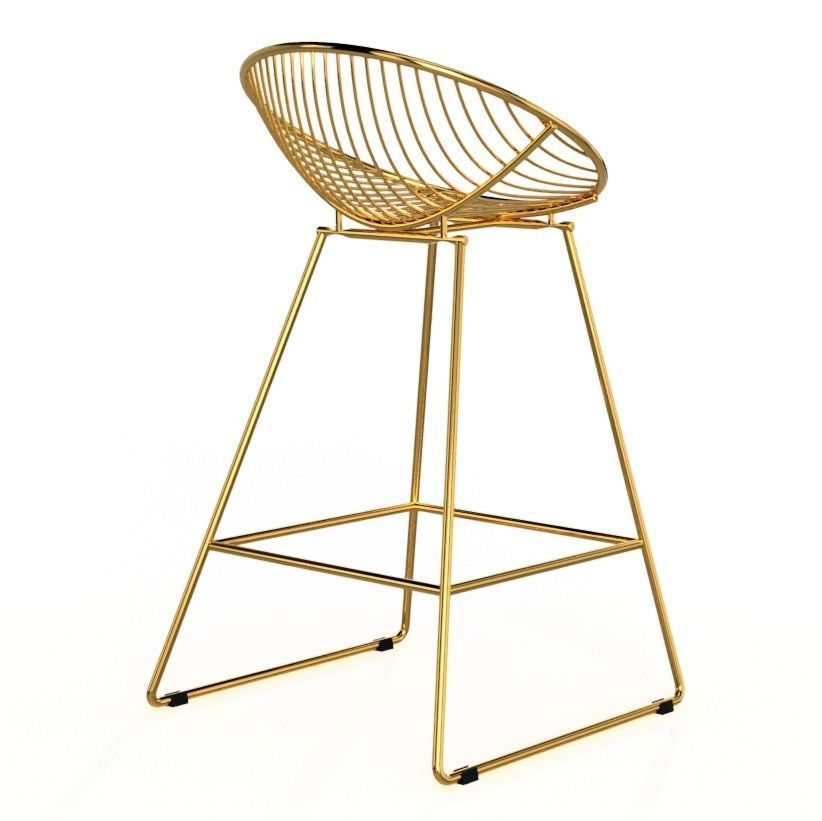 Wire metal Counter Stool 3D model_4