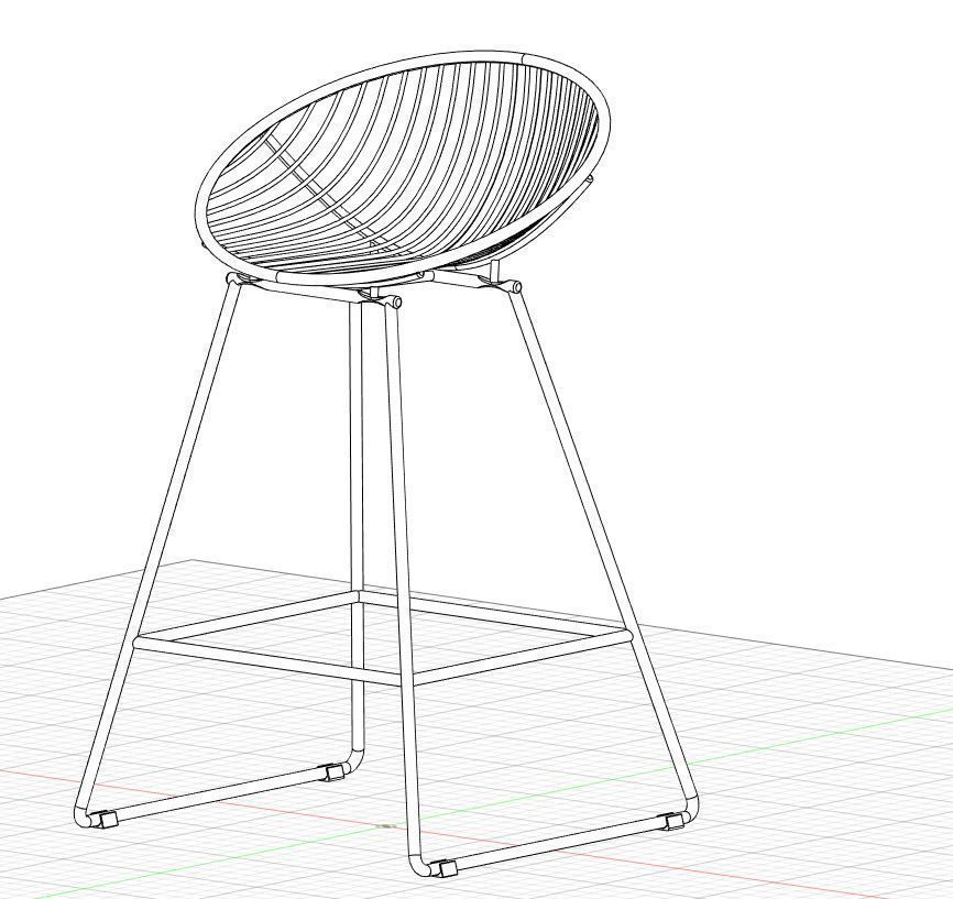 Wire metal Counter Stool 3D model_7