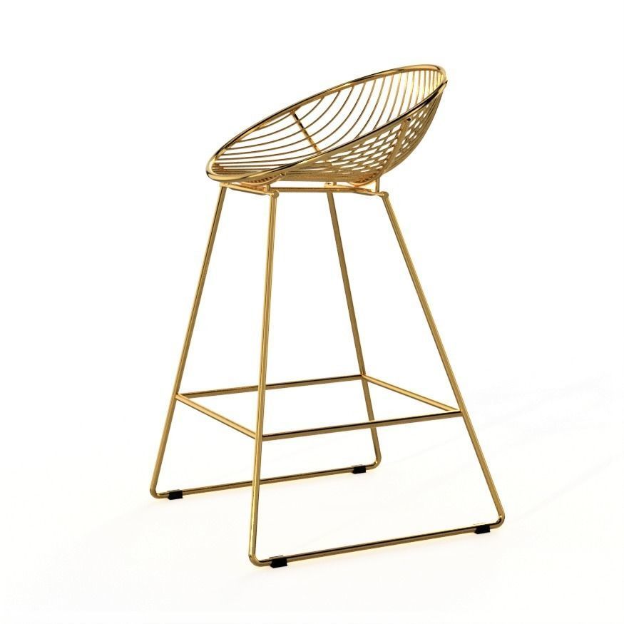Wire metal Counter Stool 3D model_3