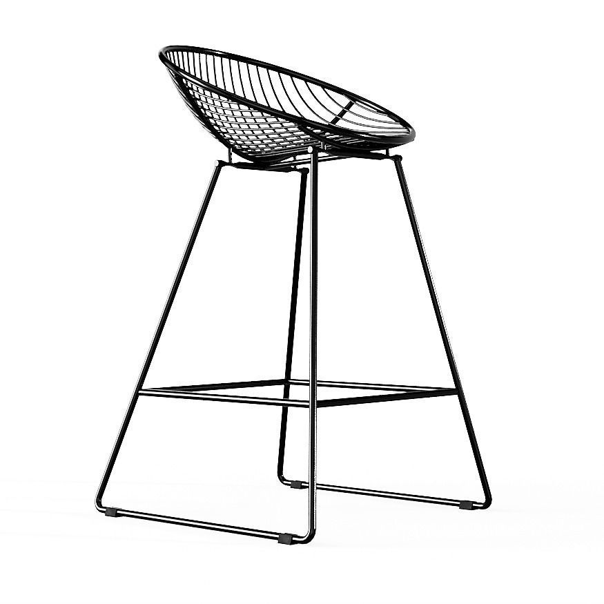 Wire metal Counter Stool 3D model_6