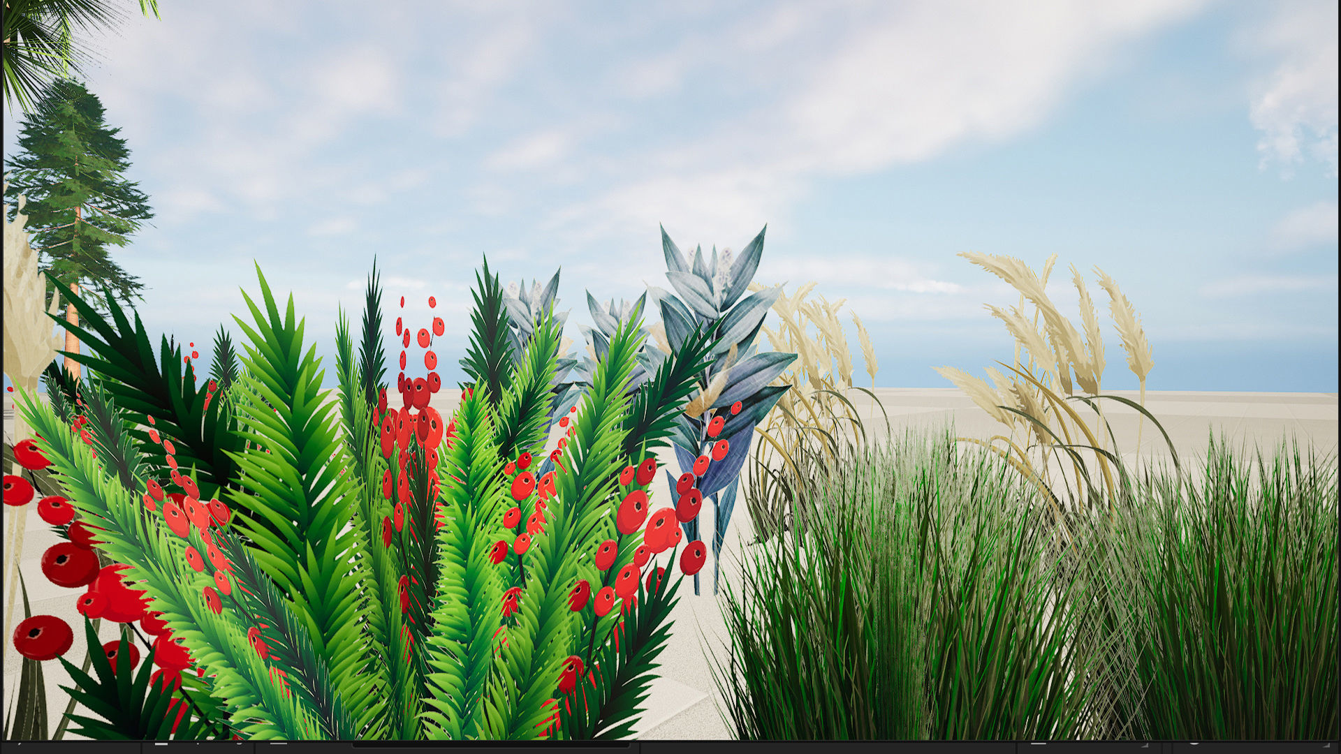 Palm And Grass Low-poly 3D model_3