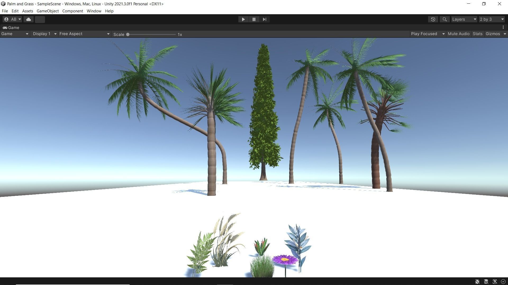Palm And Grass Low-poly 3D model_5