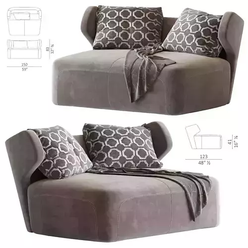 DC 150 Chaise Longue Ceccotti Collezioni 3D model