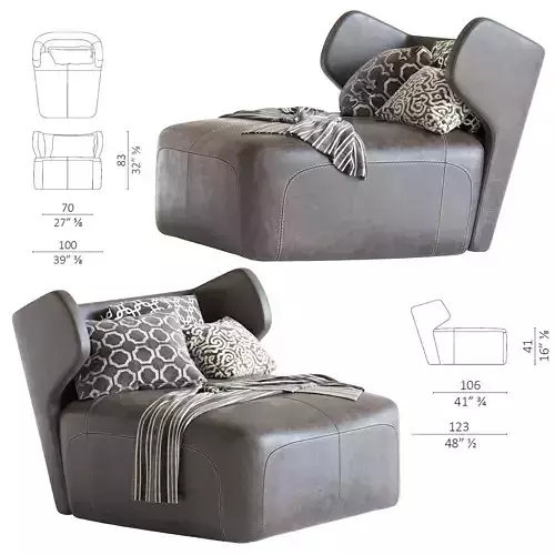 DC 100 Chaise Longue Ceccotti Collezioni 3D model