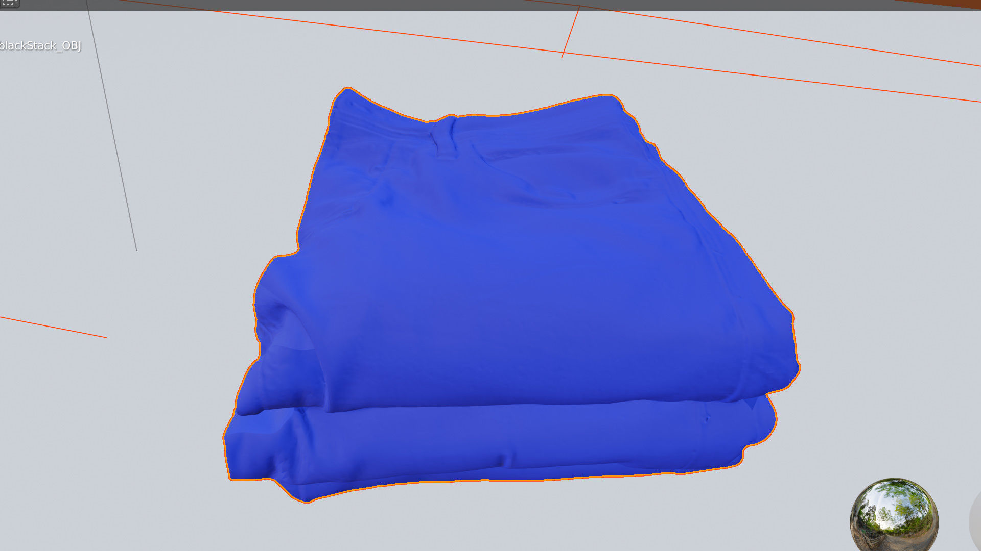 Pile or stock of folded black jeans pants for wardrobe 3D model_7