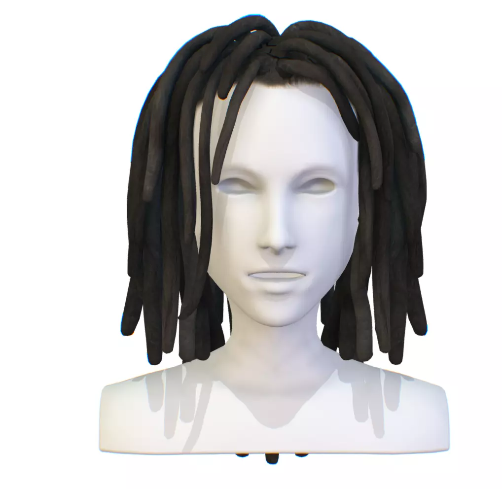 Hairstyle Dreadlocks Black Low-poly 3D model