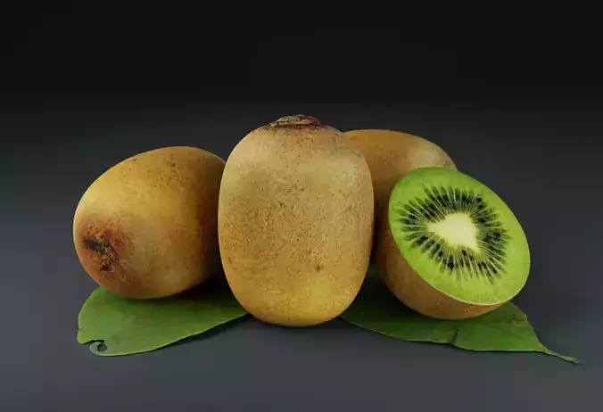 Fresh Kiwi Low-poly 3D model