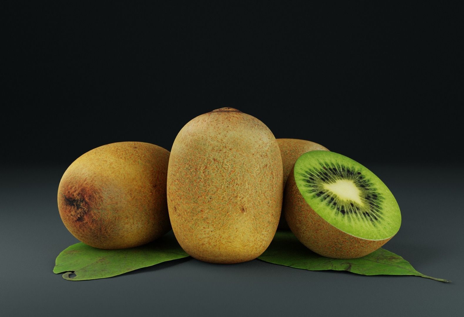 Fresh Kiwi Low-poly 3D model_1