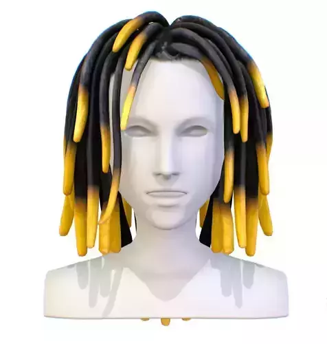 Hairstyle Dreadlocks Black yellow Low-poly 3D model