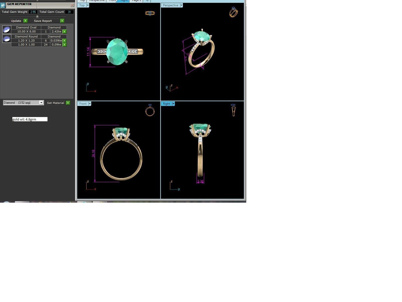 Solitaire Wedding Engagement Oval Ring 3D print model_4