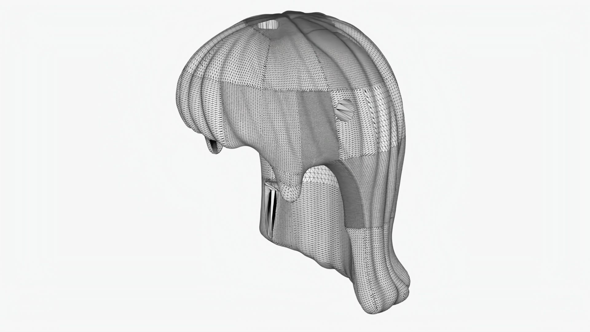 Lego 3D Scan long curl hair A2 3D model_7