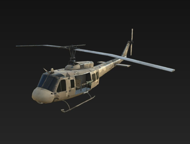Helicopter UH-1H Low-poly 3D model