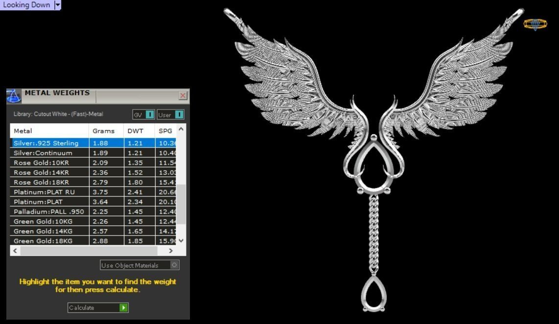 feather Set gold necklace with wings and diamond 3D print model_10