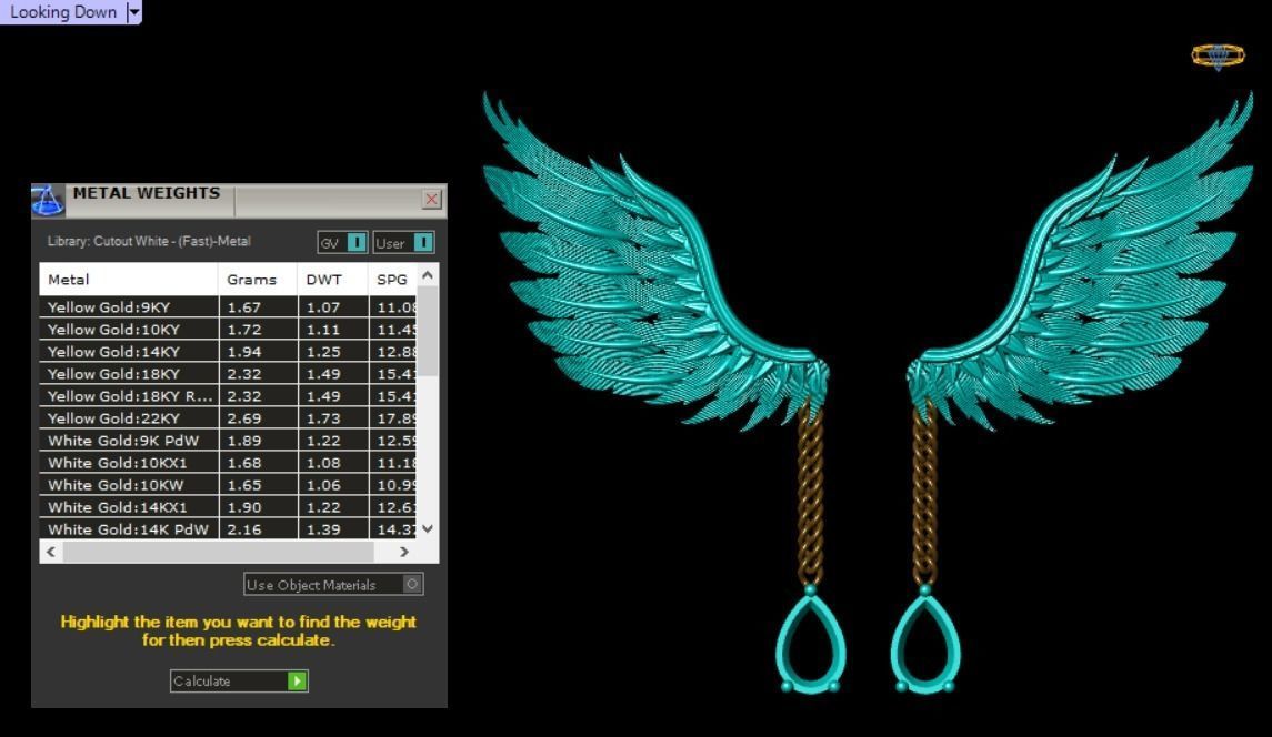 feather Set gold necklace with wings and diamond 3D print model_11