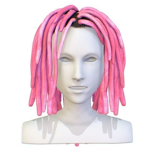 Hairstyle Dreadlocks Pink Low-poly 3D model