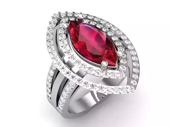 Solitaire Wedding Engagement Marquise Ring 3D print model