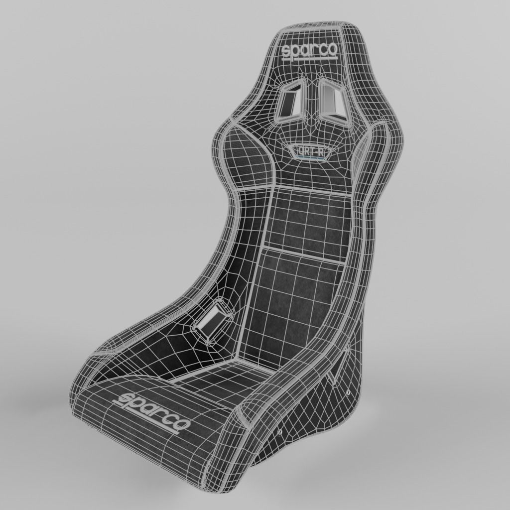 Racing Seat Sparco QRT-R suede Black 3D model_6